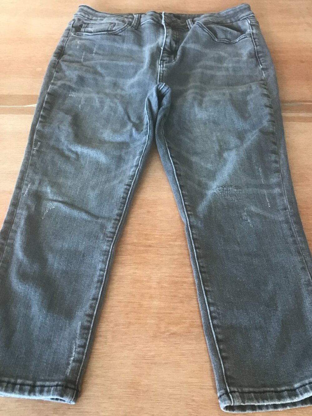 Judy Blue Straight Leg Jeans Women 11/30 Gray High Rise Light Distressing 20096